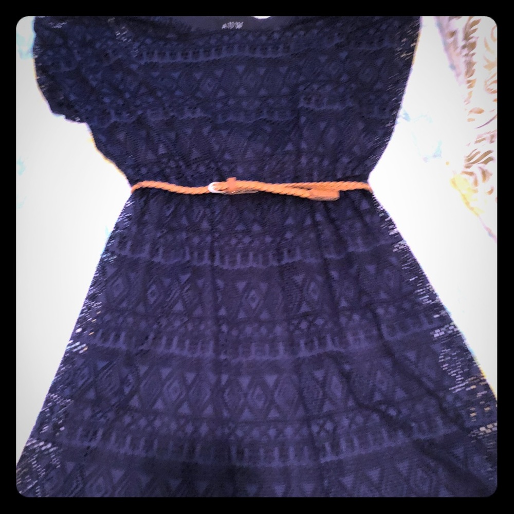 Blue lace detail dress